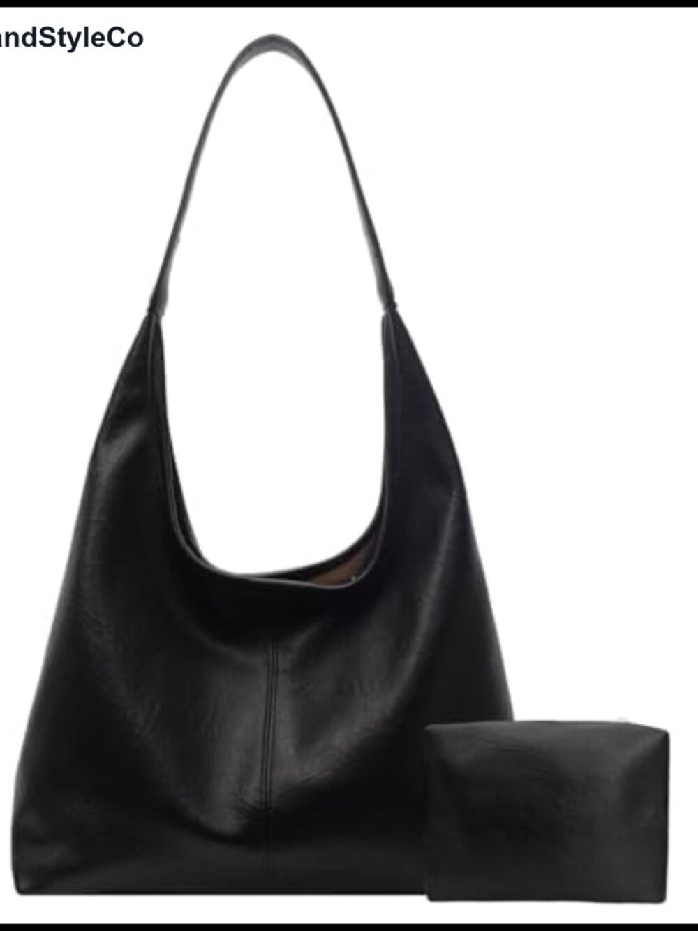 Vegan Leather Hobo Bag with Pouch Slouchy Tote Women Shoulder Handbag